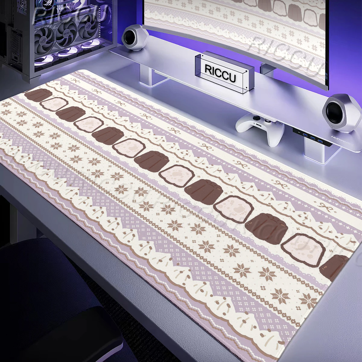 Blue Cute Cake Decort Rubber Deskmat PC Table Extended Pads Washable Office Keyboard Mat For Girls Hearts Gaming Laptop Mousepad