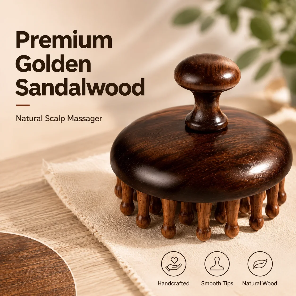 Wooden Scalp Massager Brush Natural Wood Head Massage Comb for Hair Growth Stress Relief Relaxation Scalp Care Tool
