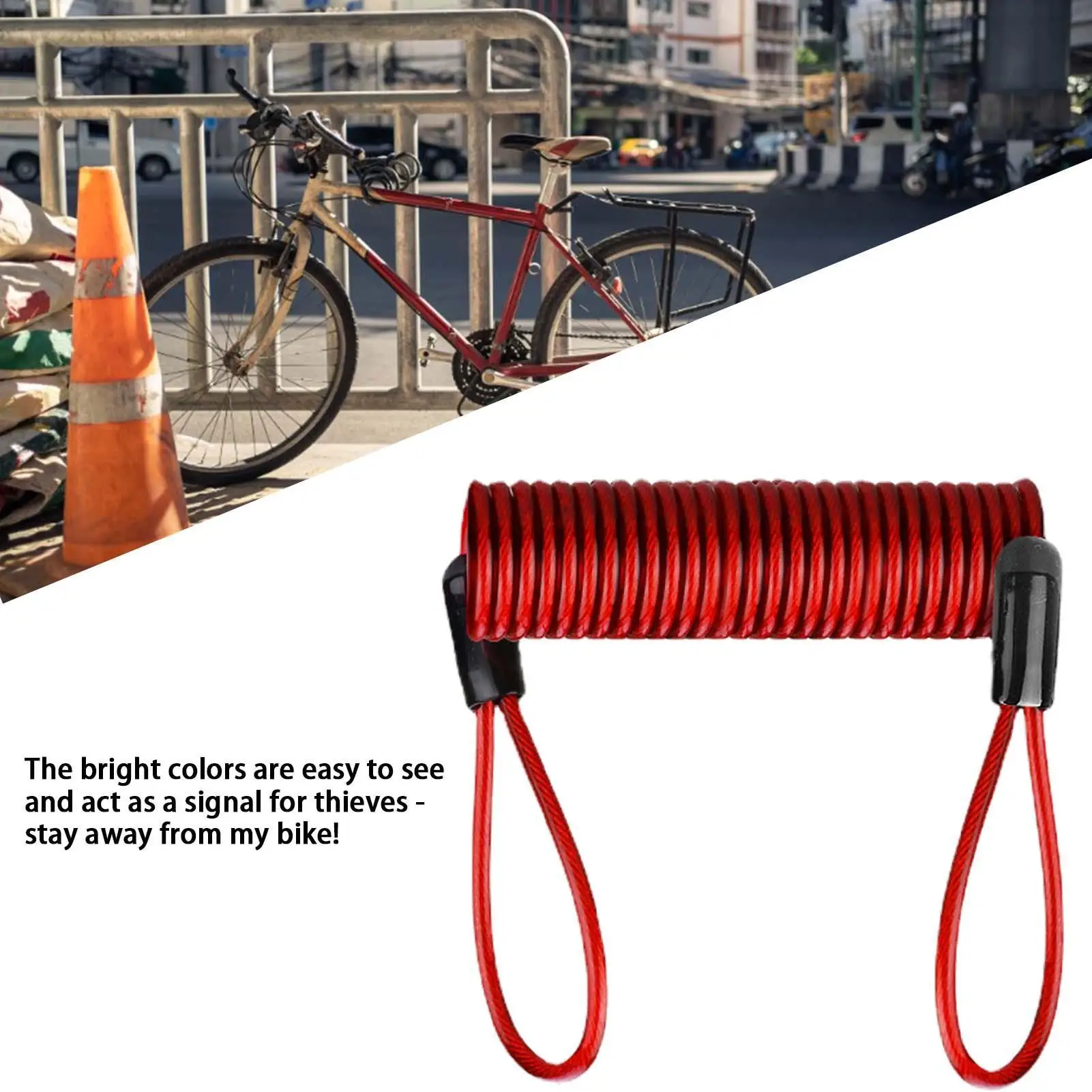 1.2m Bike Spring Cable Lock Anti Theft Rope Alarm Disc Lock For Motorcycle/Bike Scooter Security Reminder Protection Accessories
