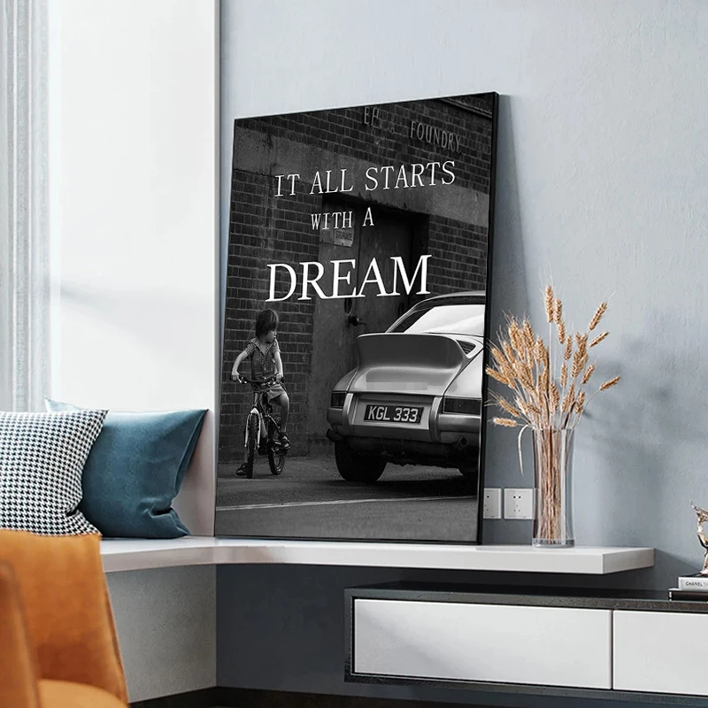 كل ذلك يبدأ مع حلم ملهمة المشارك و طباعة جدار الفن قماش اللوحة ديكور المنزل كلمة صورة لغرفة المعيشة مكتب