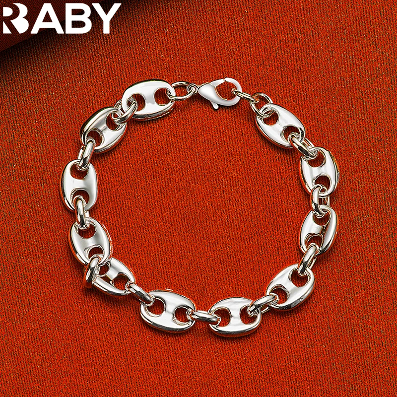 URBABY 925 Sterling Silver Pig Nose Chain Bracelet For Women Men Fashion Wedding Engagement Party Jewelry Accessories