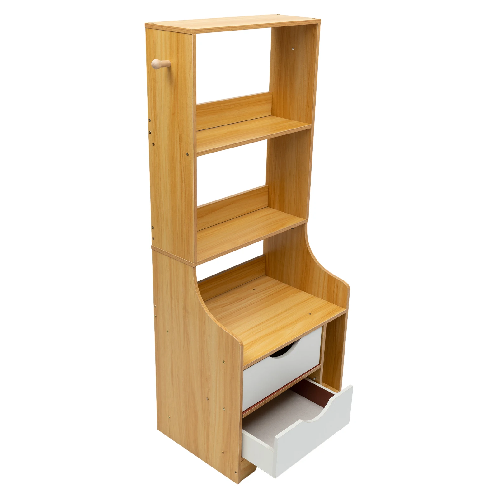 3 Tiers MDF Bedside Cabinet Floor Standing Rectangular Bedside Cabinet Build to Last Storage Assistant Two Hooks