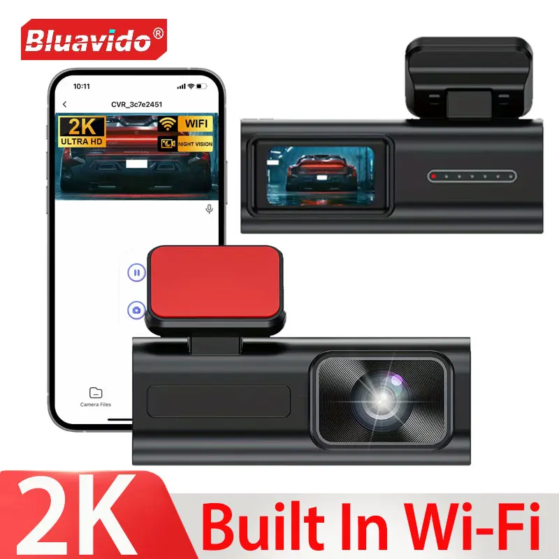 

Bluavido 2.5K Ultra HD Dash Cam 1440P Wide Angle Wi-Fi APP Control G-Sensor Super Night Vision Parking Monitor Car DVR Camera