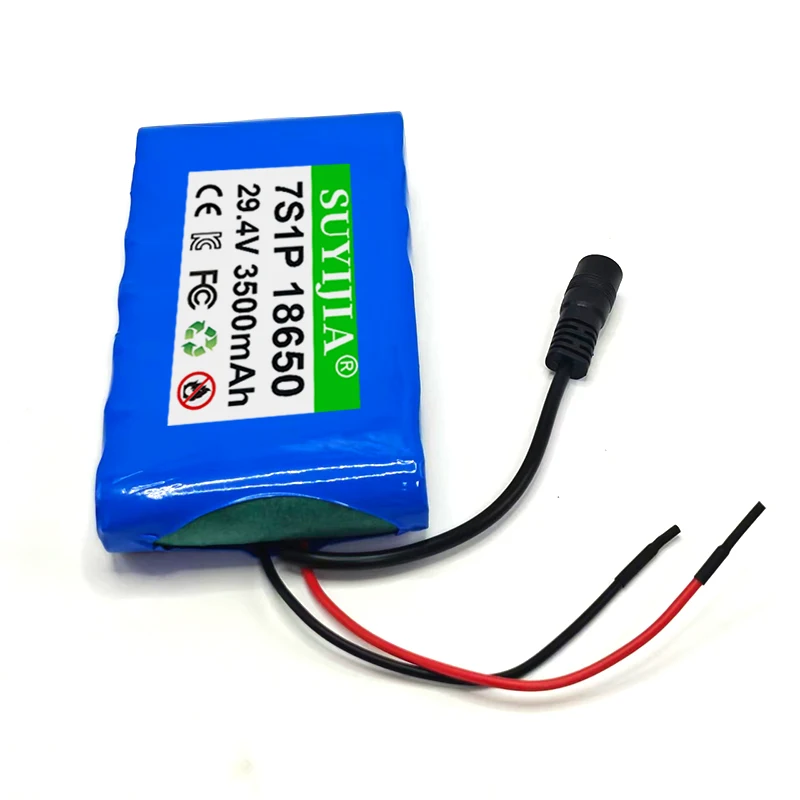 29.4V Rechargeable Battery Pack 7S1P 3500mAh 18650 Lithium Ion with BMS Suitable for Scooters, Electric Bicycles, Model Toys