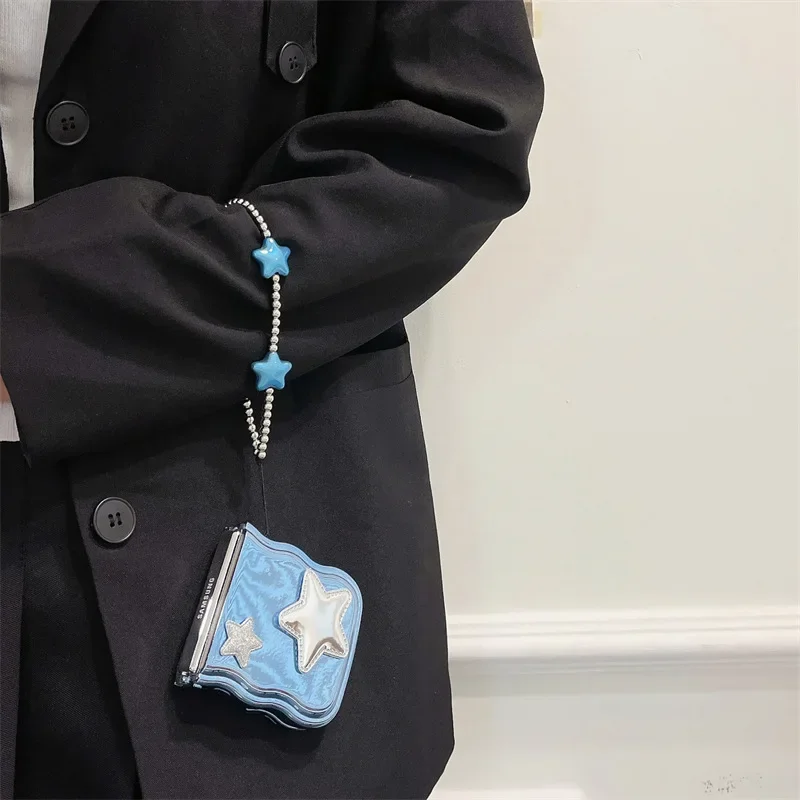 جراب هاتف مموج مطلي بالنجم ، غطاء خلفي واقي ، غلاف لسامسونج جالاكسي زد فليب 6 ، 5 ، 4 ، 3