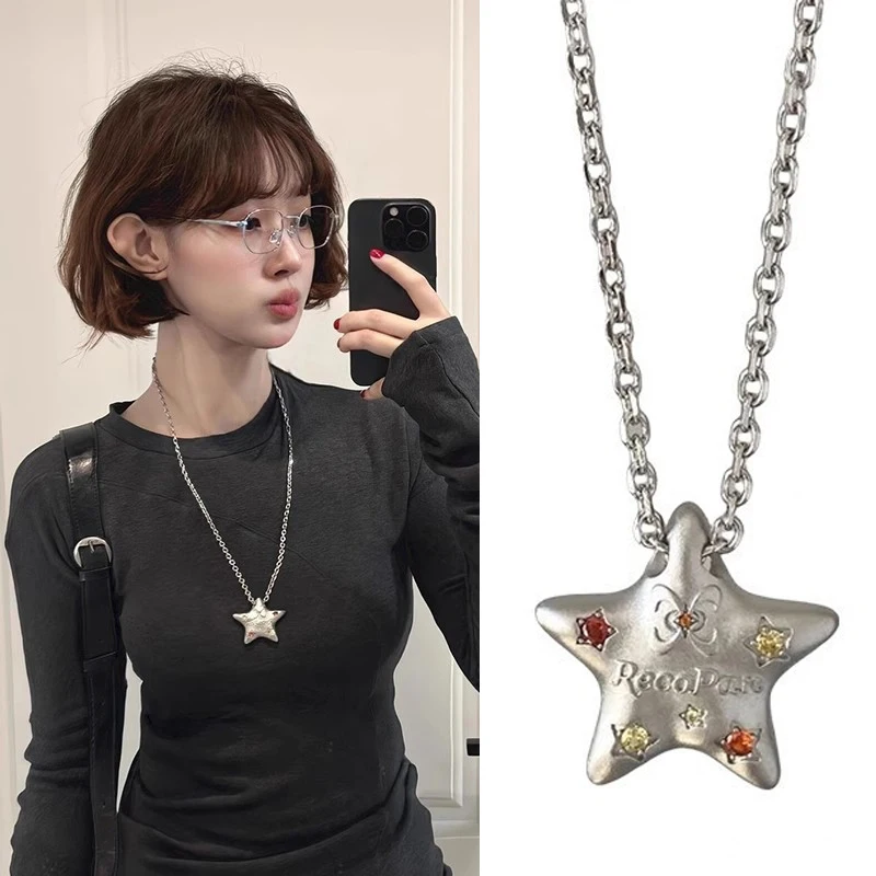 Star Pendant Necklace For Women Y2K Hip Hop Cool Hot Girls Chains Choker Korean Fashion Jewelry