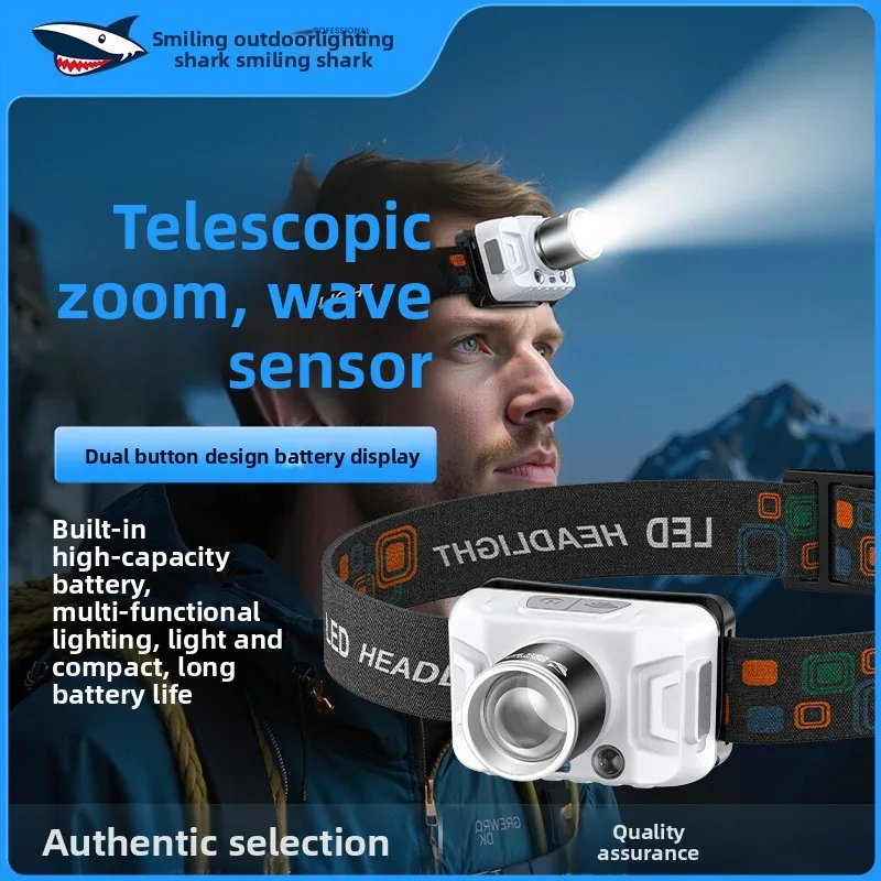 lanterna-de-cabeca-smile-shark-com-luz-forte-zoom-inducao-por-movimento-recarregavel-por-usb-bateria-de-longa-duracao-retratil-montada-na-cabeca