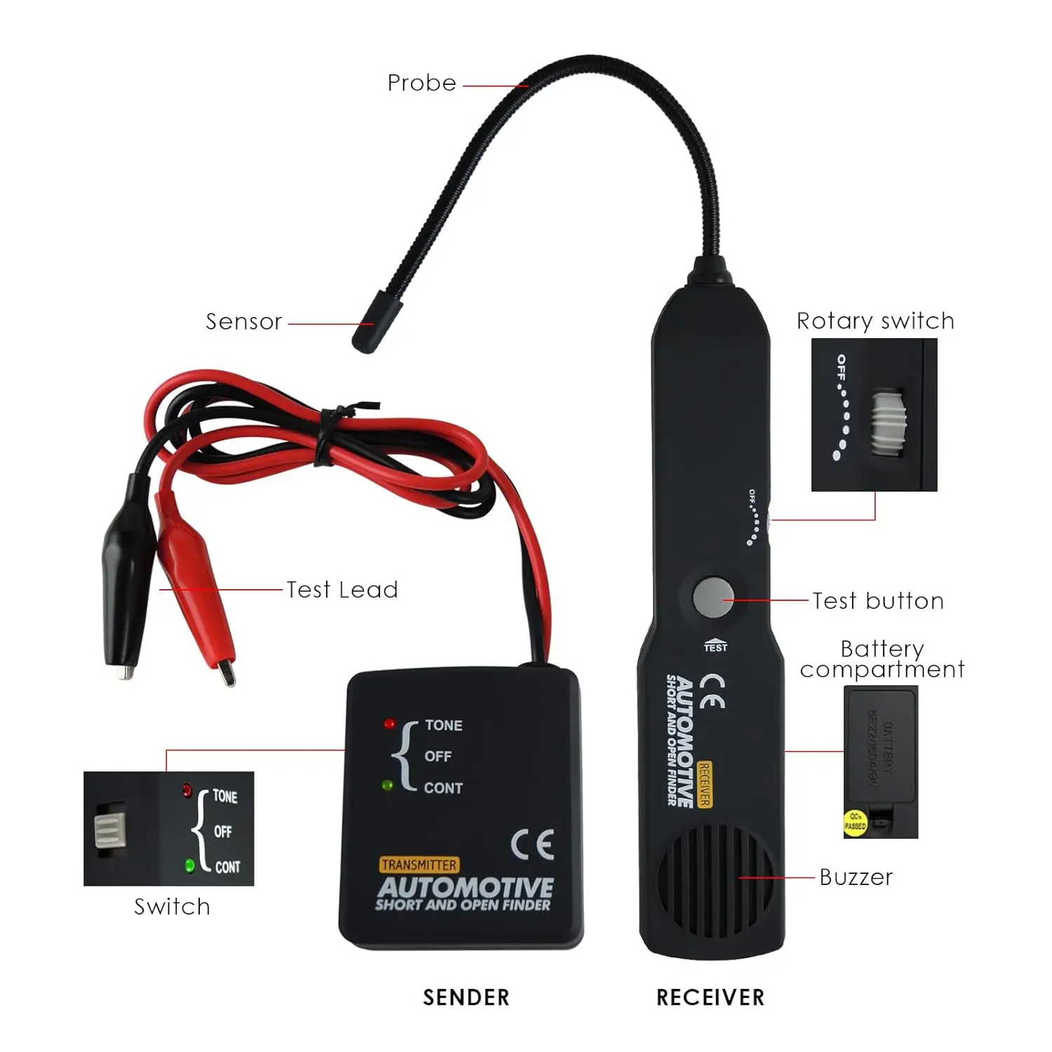 Automotive Short Cable EM415PRO Universal 6-42V Automotive Open Circuit Leakage Detection