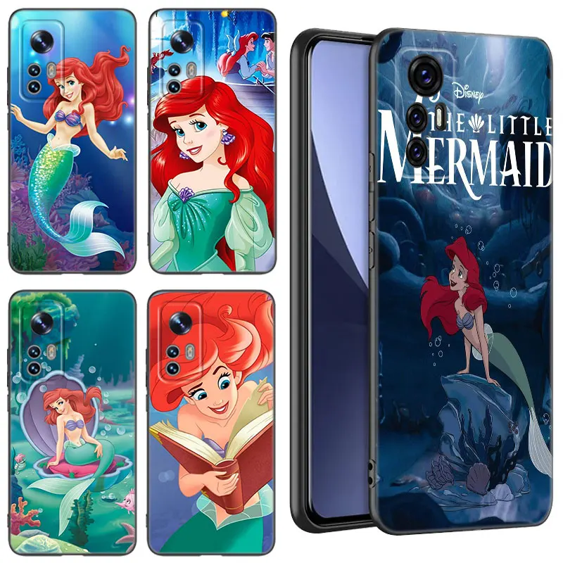 The Little M-Mermaid Black Silicone Phone Case For Xiaomi Mi 9 SE 8 10T 11 12 13 Lite 9T 11T 12S 12T 13T 14 Pro 5G NE 11i 12X