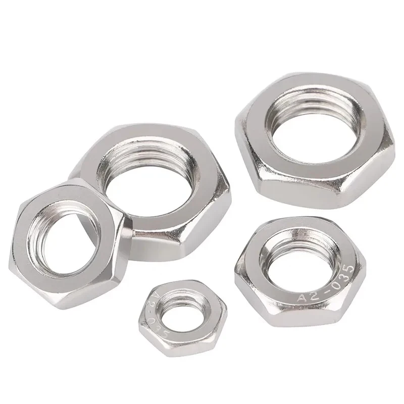 304 Stainless Steel UNF Fine Thread Thin Nuts M5-M22 Full Range / Low Profile Hex Nuts for Precision Fastening & Space-Saving