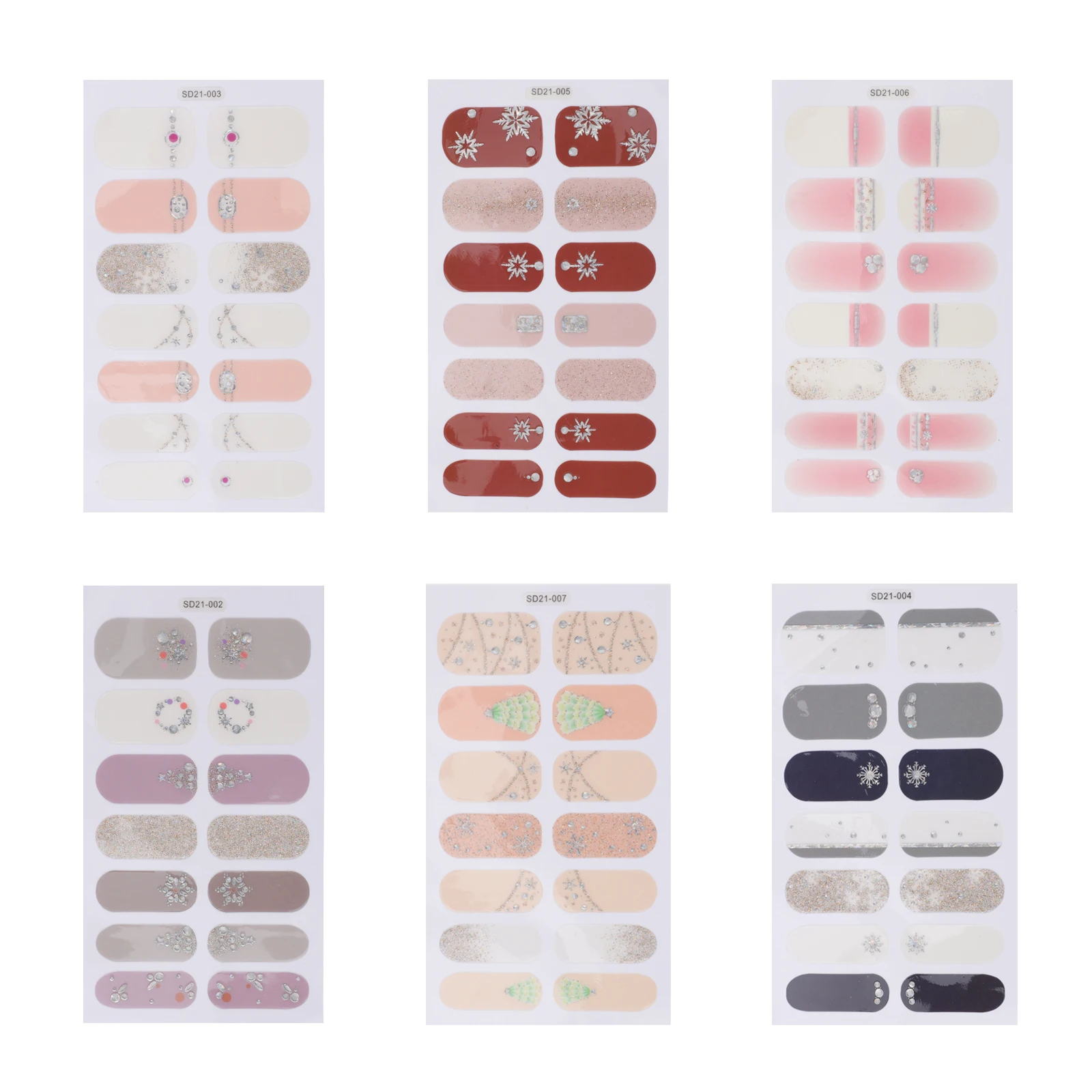 

6 Pcs Stickers Self Adhesive Photographic Paper Decorative Shine Pattern Fingernail Tools Waterproof Long Lasting Women Nail
