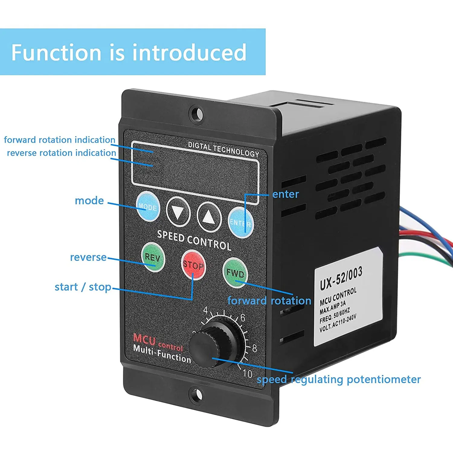 UX-52 400W AC220V Motor Speed Controller Multifunctional Motor speed Regulator Controller Display Rate Target Value Settable