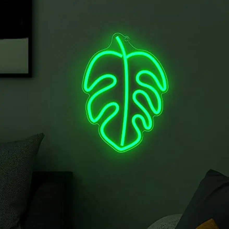 الأخضر ورقة النيون تسجيل KUshopfast Turtleback الخيزران LED ضوء الليل لغرفة ديكور تضيء علامات ل جدار ديكور هدايا أضواء النيون #3