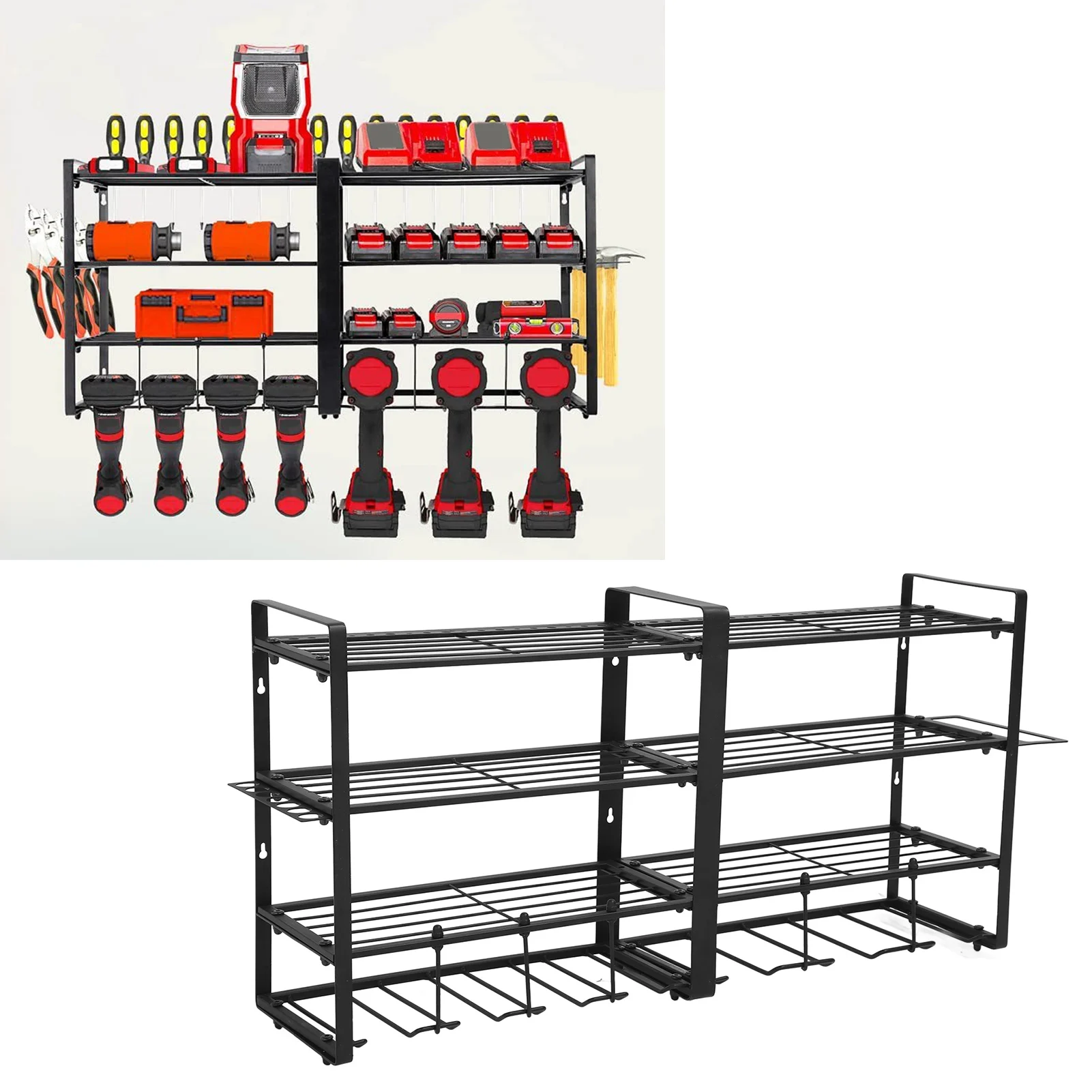 Garage Storage Rack for Drill Screwdriver, Power Tool Organizer, Wall Mount,Power Tool,Organizer, 4 Layer