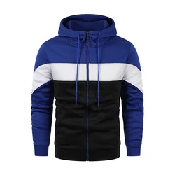 Sudadera con capucha de retazos con cremallera para hombre, sudadera deportiva informal para exteriores, Sudadera con capucha para todos los días, sudadera ajustada