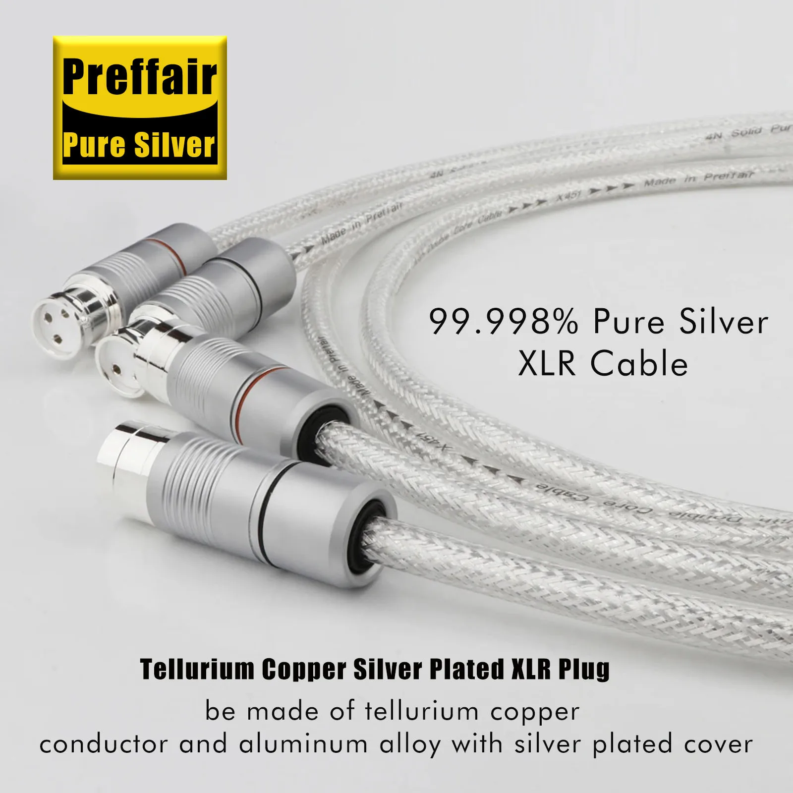 زوج كابل xlr hifi فضي نقي xlr كابل الصوت الصلبة pss الأساسية مزدوجة التدريع الحبل المتوازن xlr ذكر إلى أنثى التوصيل ل DAC #4