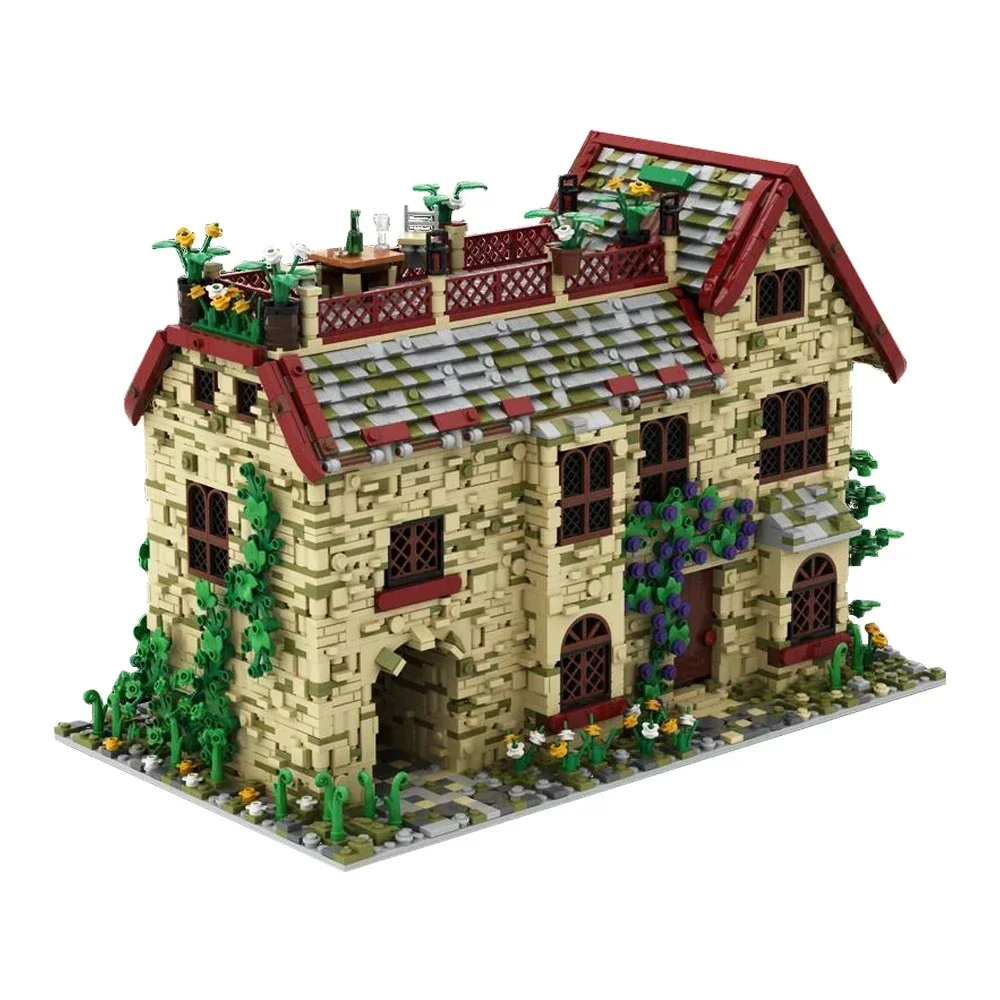 Gobricks MOC dom z poddaszem widok na ulicę architektura klocki edukacyjne zabawki dla dzieci urodziny DIY prezent dla dzieci