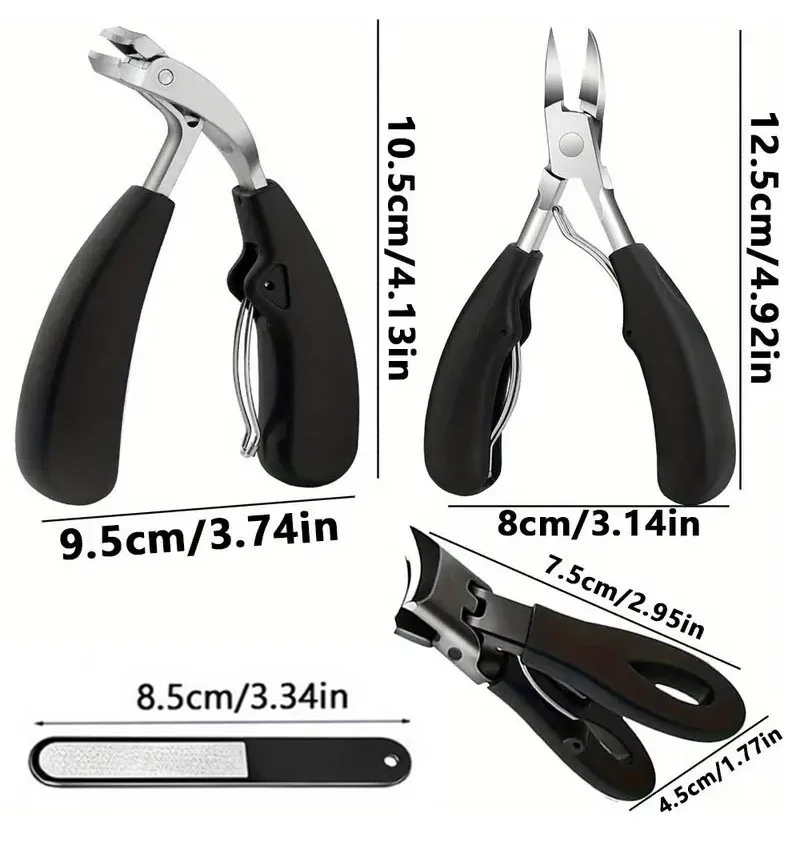 Set tagliaunghie per unghie incarnite da 4 pezzi per unghie spesse - Grado di podologo per carichi pesanti, lame in acciaio inossidabile con impugnatura facile da impugnare - P