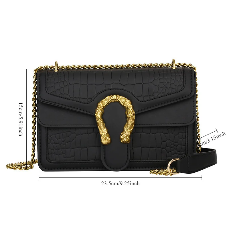 Fashion Printed Chain Shoulder Bag for Women, Trendy Small Square Crossbody, Travel Shopping Gift for Girlfriend