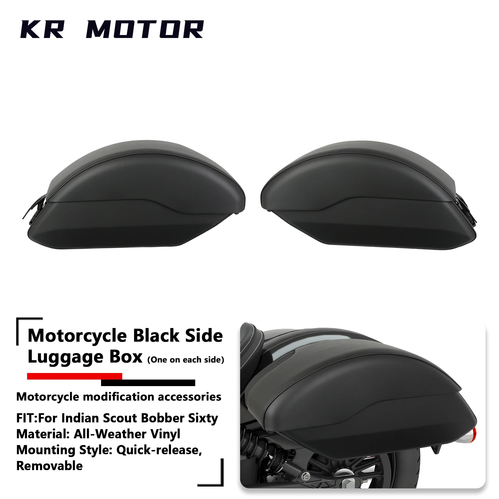 

Motorcycle Release ‎Rigid Saddlebags Side Box And Mounting Spools Kit For Indian Scout Sixty ABS 100th Anniversary 2015-2024