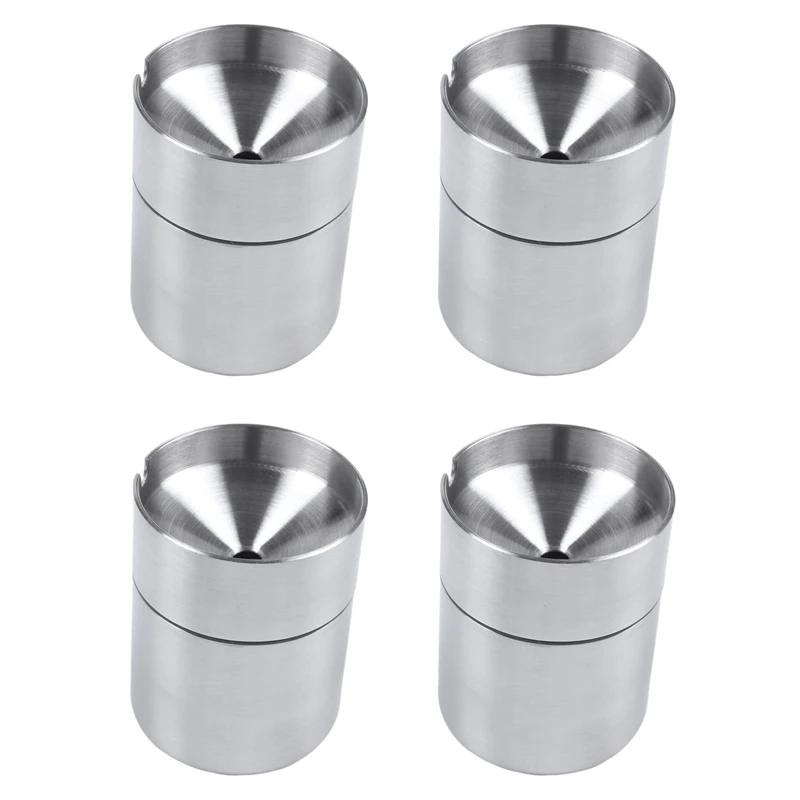 4X Stainless Steel Car Ashtray Smokeless Auto Cigarette Ashtray Ash Holder Creative Windproof Business Gift Car