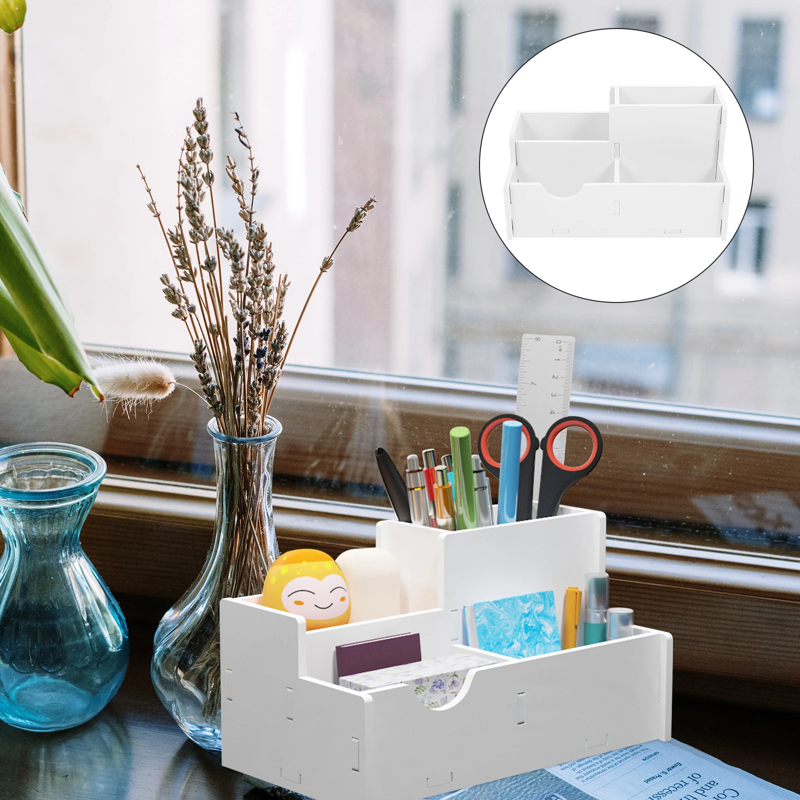 

1Pcs PVC Pen Holder Storage Box Multi-Use Small Desktop Organizer Sundries Container Practical for Office Home