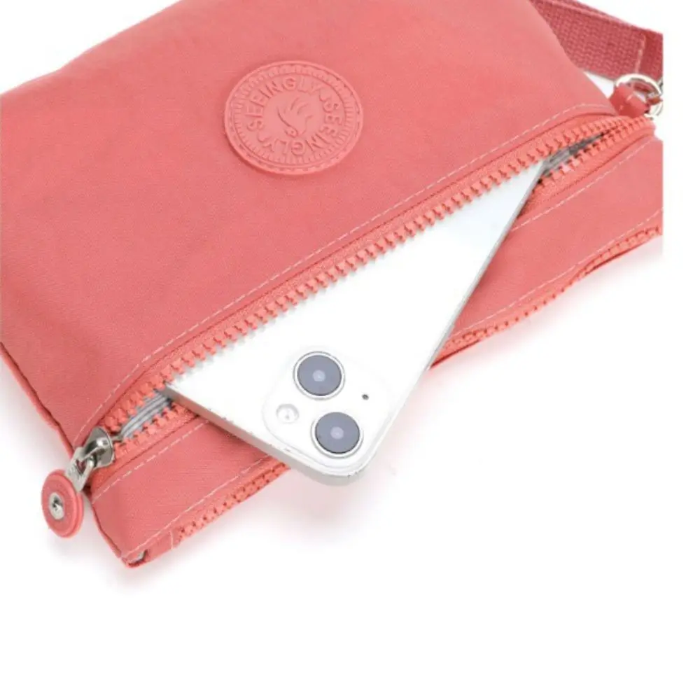 

Double Zippers Solid Color Coin Purse Cosmetic Bag Makeup Bag Wrist Phone Purse Korean Style Niche Design Small Phone Bag Women