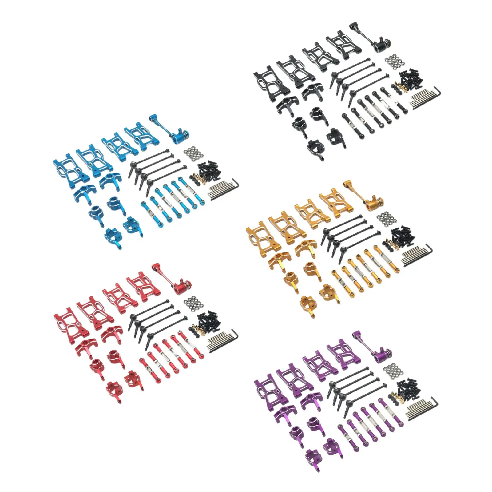 Kit di parti di aggiornamento in metallo per auto RC fai-da-te per Wltoys 124017 124016 124018 124019 Resistente all'usura Durevole Facile installazione completa