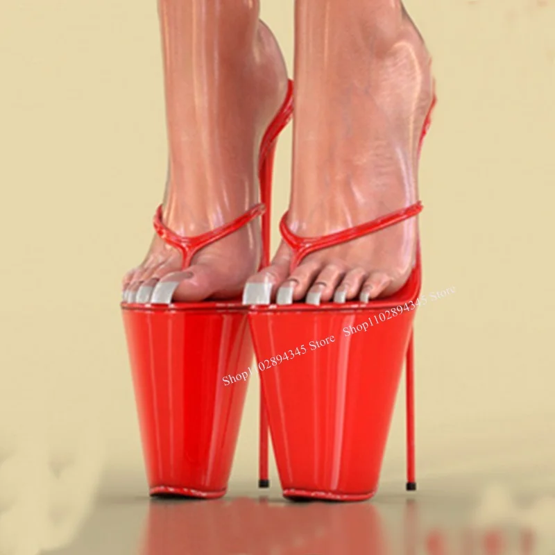 

Red Patent Leather Platform Hollow Sandals Thin High Heel Peep Toe Cool Sexy Fashion Summer 2024 Woman Shoes Zapatillas Mujer