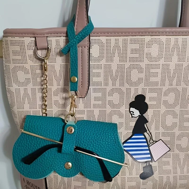 

Portable PU Leather Eyeglasses Storage Bag, Litchi Embossed Sunglasses Pouch