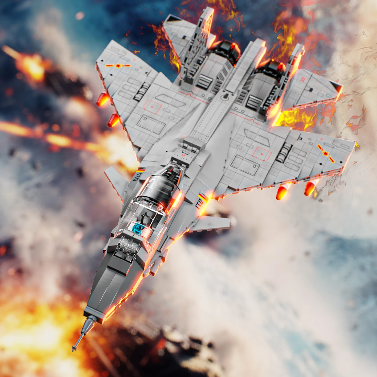 725 قطعة ألعاب مكعبات بناء الطائرات الفضية نموذج طائرة مقاتلة تجميع لغز الطوب مجموعات الالعاب للطفل سطح المكتب هدايا مزخرفة