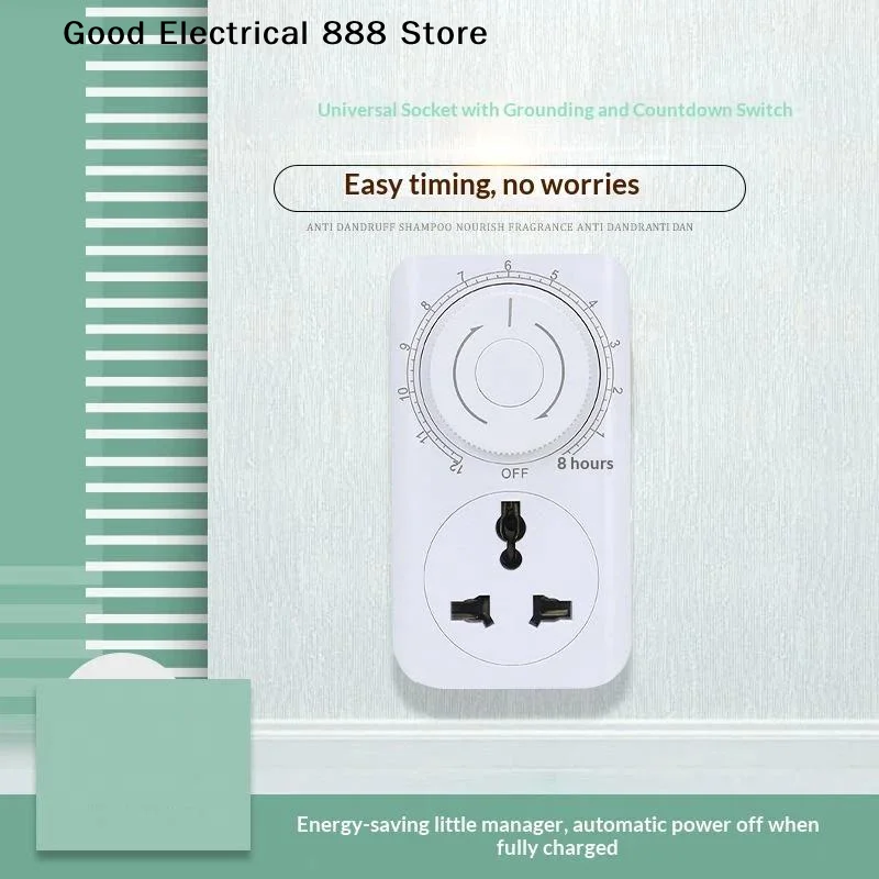German To Universal Grounded Countdown Timer Socket 13H Setting Auto Power Off For Home Charging Small Appliances Saves Energy