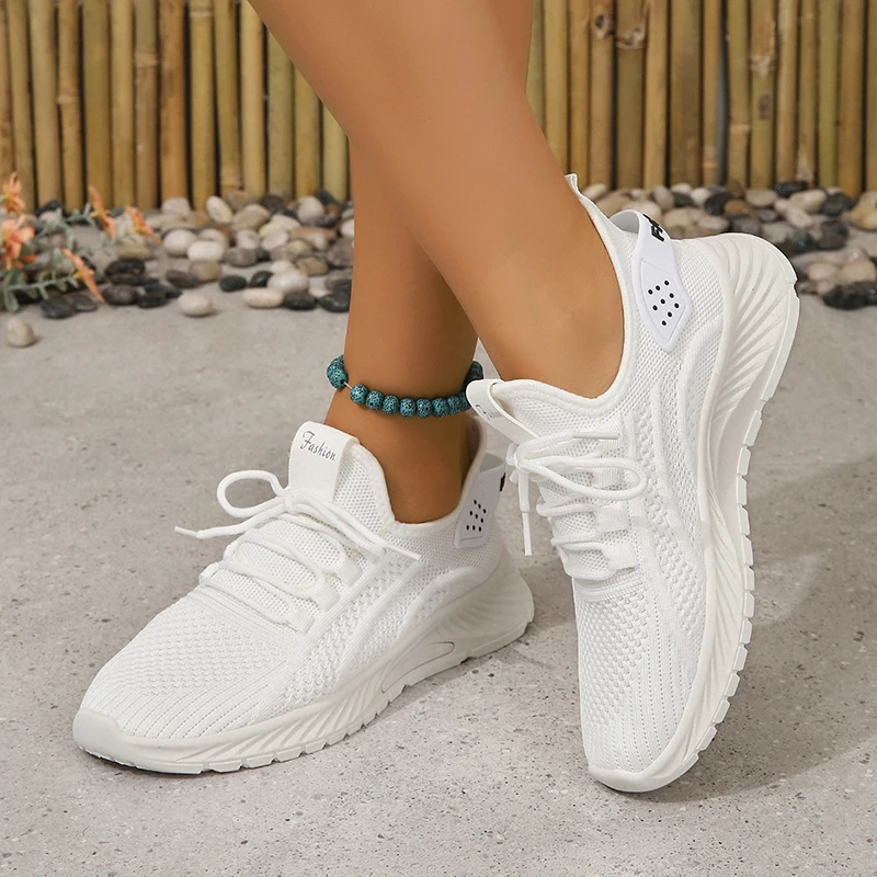 Soft Bottom Lace Up Women Sport Flats Shoes Leisure Breathable Tennise Lightweight Sneakers 2024 New Shallow Femmer Loafers