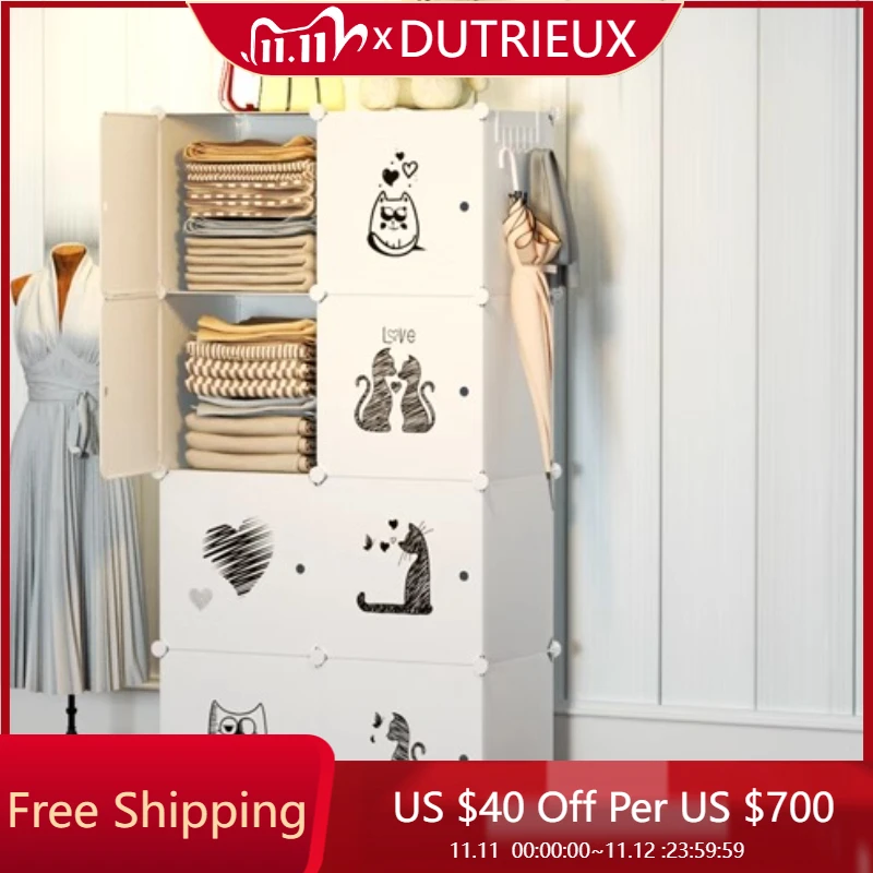 

Organizer Cupboard Wardrobe Storage Plastic Modular Clothes Simple Wardrobe Partitions Filing Cheap Guarda Roupa Home Furniture
