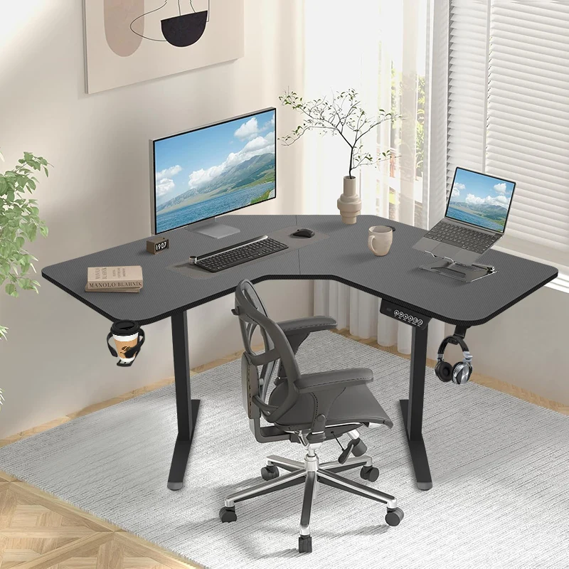 L Shaped Standing Desk Height Adjustable Electric Corner Standing Desk Sit Stand Lifting Computer Table Home Office Gaming Table