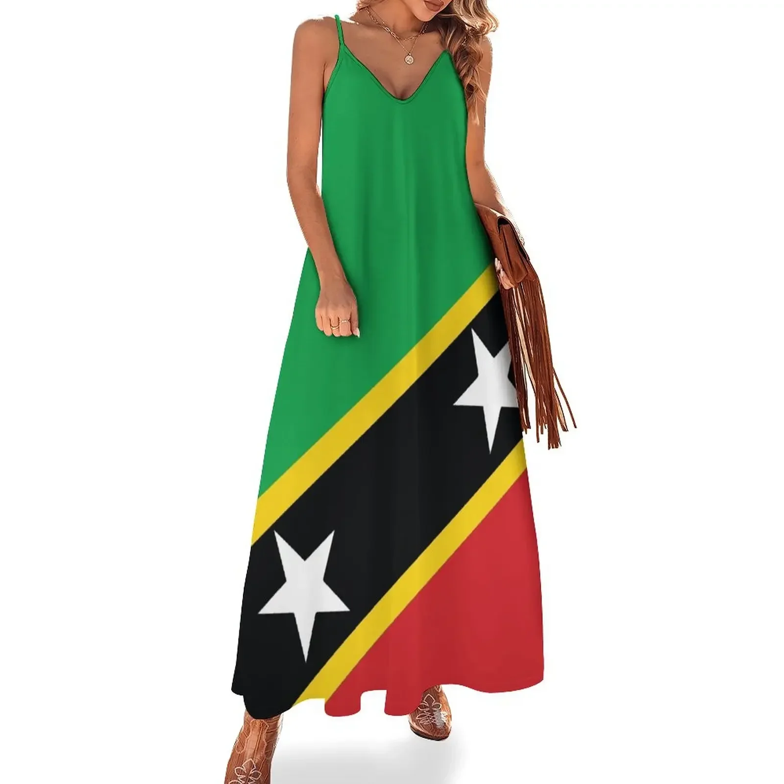 St Kitts and Nevis National Flag Sleeveless Dress luxury woman evening dress dresses for women Dress