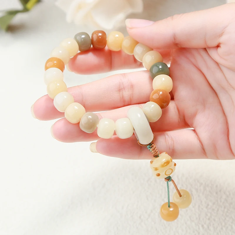 JD Natural Wooden Multicolor Bodhi Barrel Bead Lucky Cat Pendant Cute Bracelet Women Fashion Sweet Handmade Charm Bangles Gifts