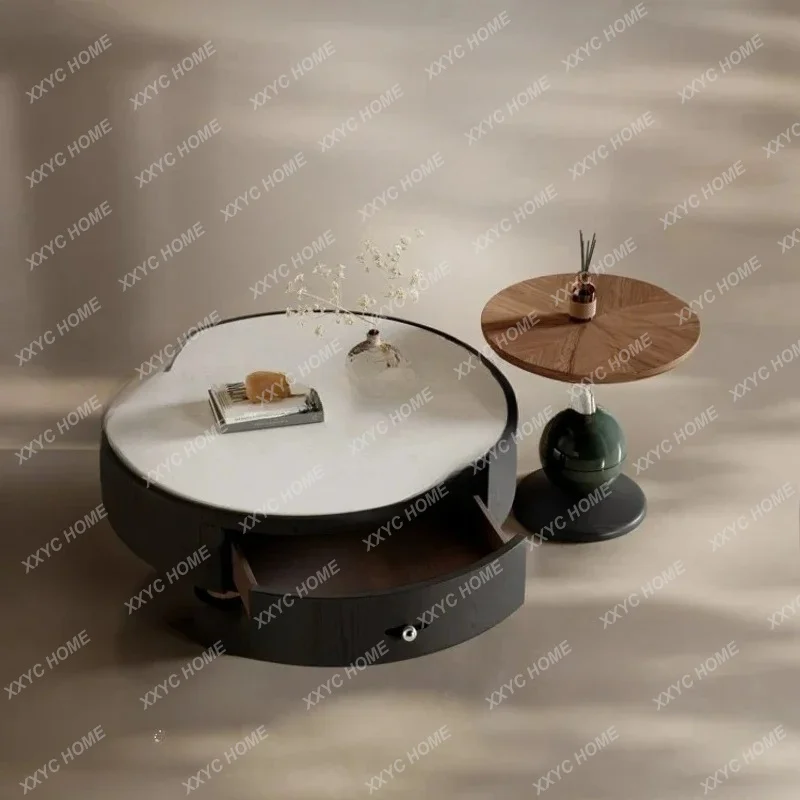 minimalist microcrystalline stone coffee table living room advanced storage round coffee table
