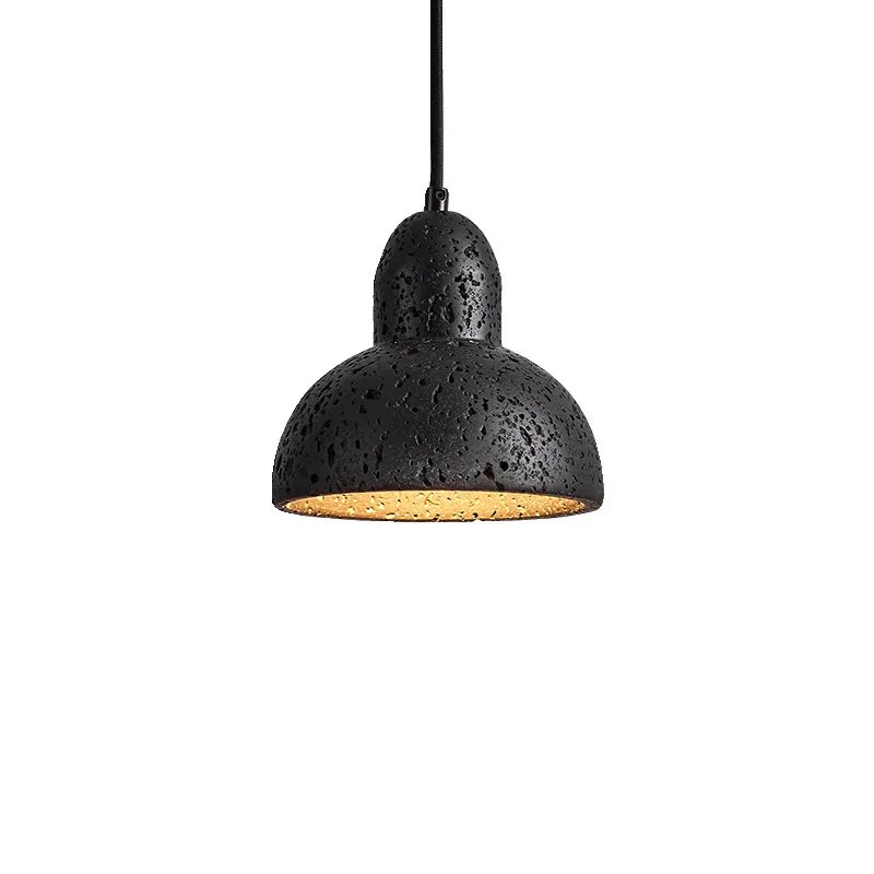 Minimalist black retro bedroom bedside medieval villa homestay high-end creative black hole stone restaurant lamps