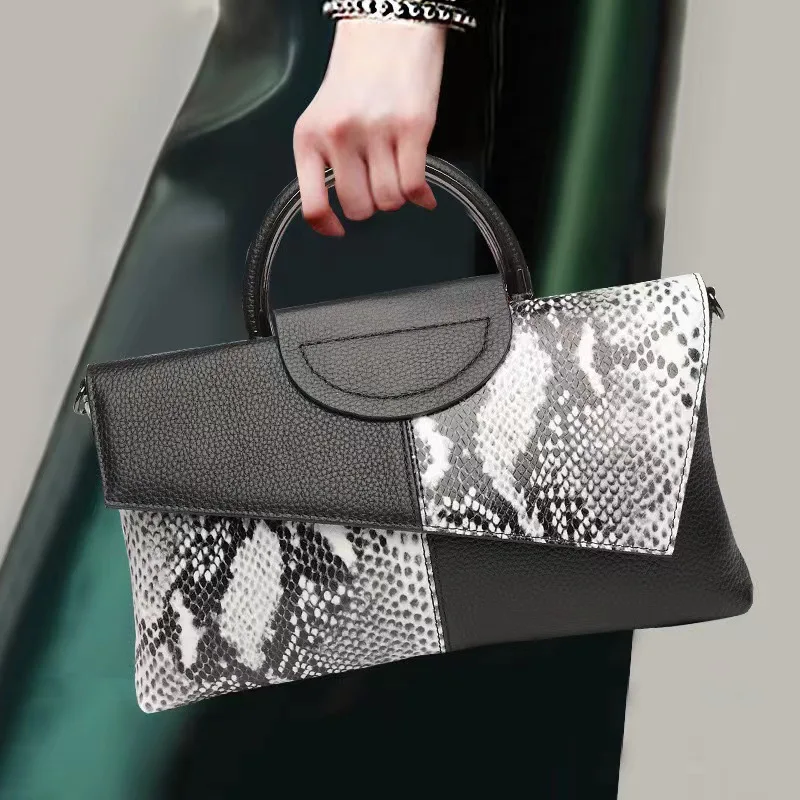 Imagem -06 - Bolsa de Ombro Feminina em Couro Serpentina Bolsa Feminina Pequena Bolsas Grife de Luxo Embreagem Feminina Tendência 2024