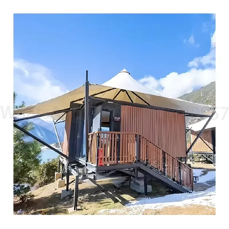 Snow Load Resistant Glamping Hotel Tent Fireproof PVC Four Season Snowproof Resort Lodge for Mountain Ski Campsite & B&B