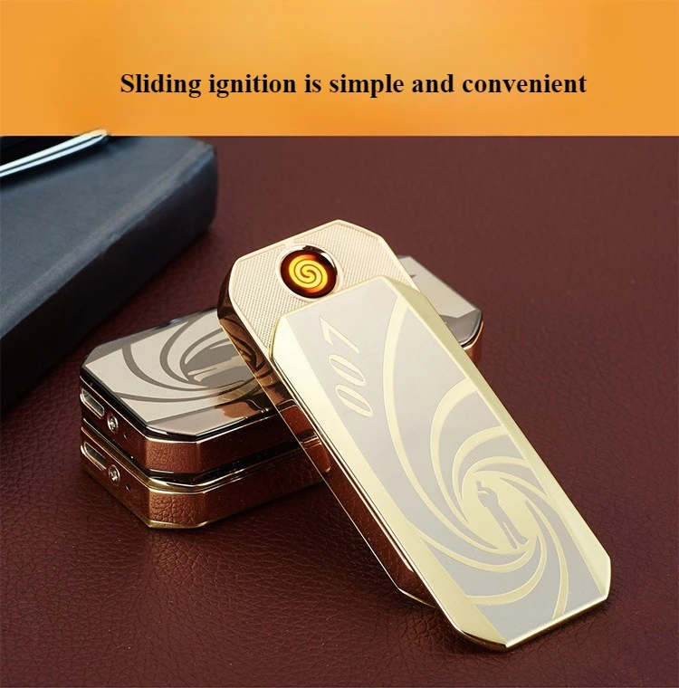 Creative metal double electroplated tungsten wire lighter, pull-down charging lighter, cigarette accessories men's gift New 2026