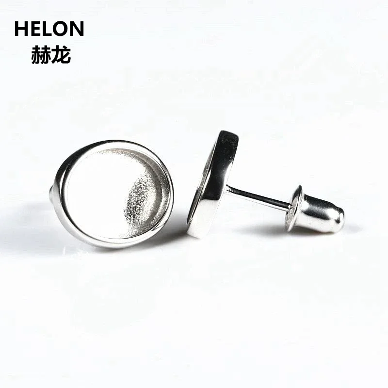 

925 Sterling Silver Semi Mount Earrings 7x9/ 8x10/ 9x11mm 11x13mm Oval Cabochon Fine Jewelry Setting