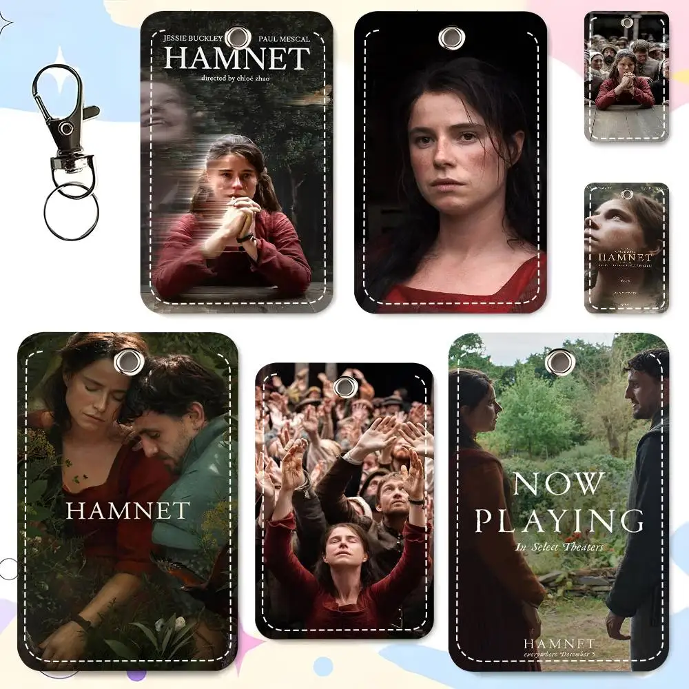 1pc Biography Movie Hamnet Card Case Keychain Access Card Bag Key Tag Ring Leather Card Holder Key Ring Access
