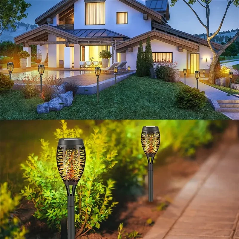 96Leds Lamp Solar Flame Torch Light Flickering Light Waterproof Garden Decoration Outdoor Lawn Path Yard Patio Floor Lamp image 6