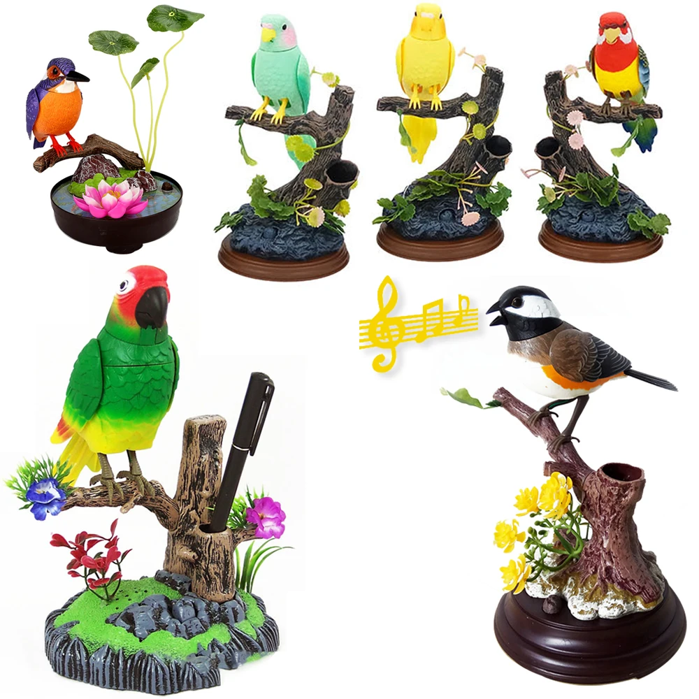 Voice-Controlled Electronic Parrot Toy - Realistic Talking & Moving Artificial Bird for Kids, Fun Interactive Home Decor