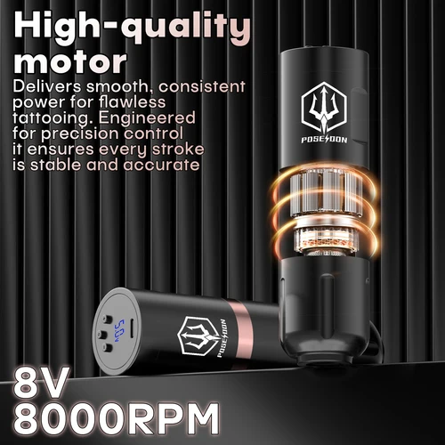 Imagen 2 del producto Máquina de Tatuar POSEIDON de Alta Calidad HM124-SL, Pluma de Tatuar Inalámbrica con Potente Motor Personalizado para Artistas del Tatuaje Profesionales
