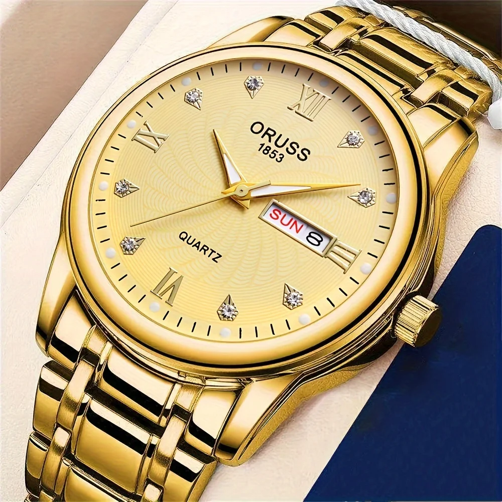 High-end gorgeous watch Classic steel band men\'s watch Double calendar male student leisure sports watch