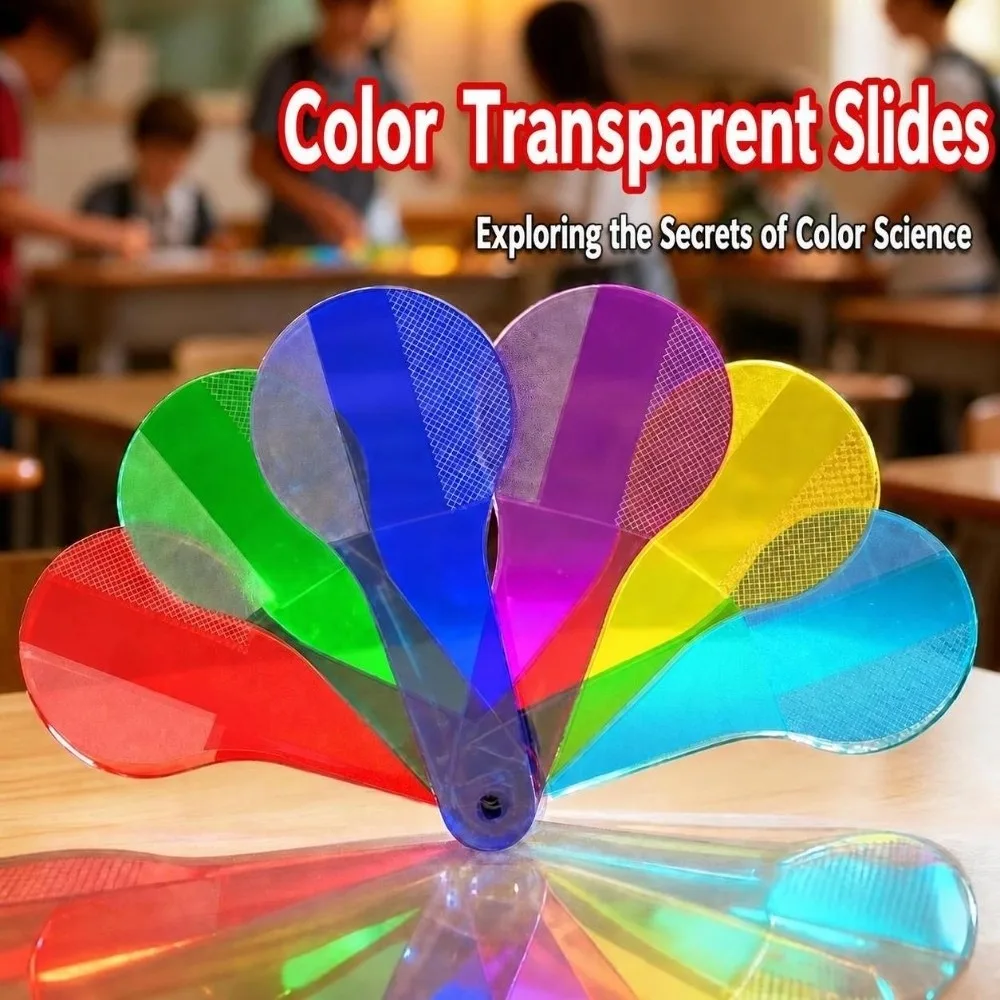 6Pcs Rainbow Optics Color Filter Plate Set Translucent Montessori Optics Learning Color-Mixing Science Teaching Supplies