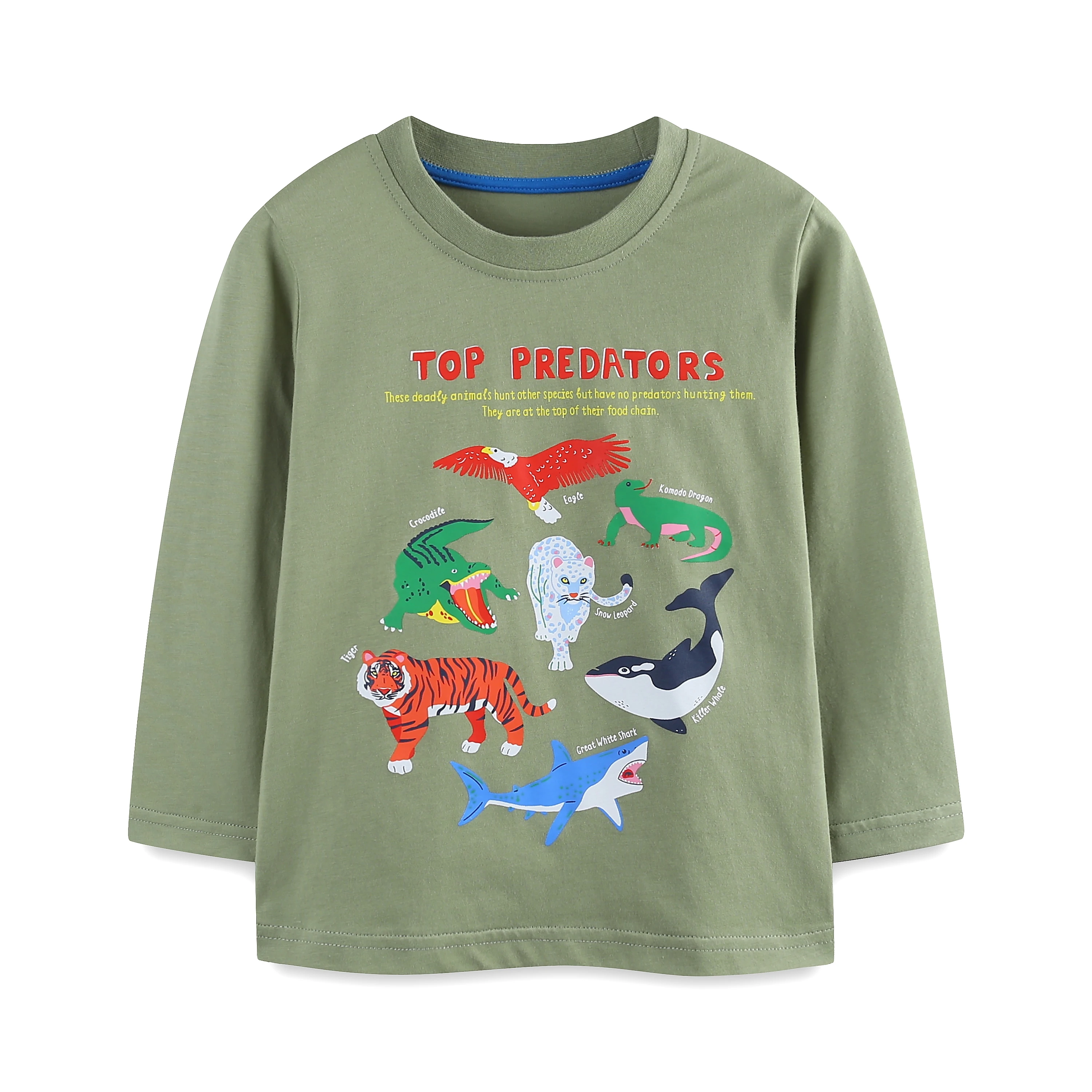 Boys' T-Shirts Autumn New 100% Cotton Cartoon Animal Prints…